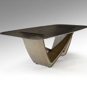 Mesa de comedor rectagular en metal y cristal