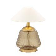 Lámpara de mesa en metal y cristal estriado