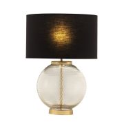 Lámpara de mesa en cristal y metal dorado