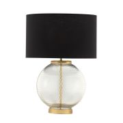 Lámpara de mesa en cristal y metal dorado