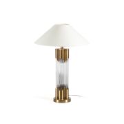 Lámpara de mesa en cristal estriado y metal dorado
