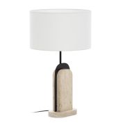 Lámpara de mesa en marmol travertino y hierro