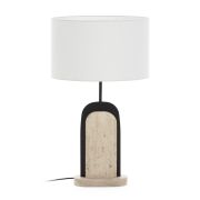 Lámpara de mesa en marmol travertino y hierro