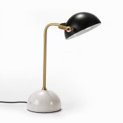 Lámpara de mesa en metal negro/oro con base en marmol