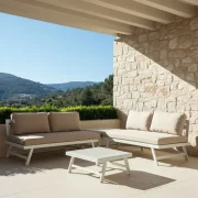 Conjunto jardín Beige Blanco en aluminio
