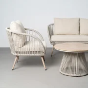 Conjunto de jardín modelo Duna en acero y rattan