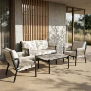 Conjunto de jardín modelo Cala en acero y rattan