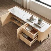 Mueble TV con 2 puertas y 2 cajones en chapa de roble mod. Niza