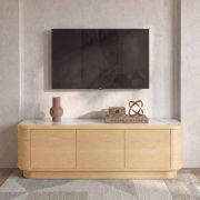 Mueble Tv esquijas redondas en roble