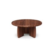 Mesa de centro redonda en chapa de nogal 90cm.