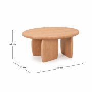 Mesa de centro redonda en chapa de nogal 90cm.