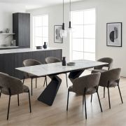 Mesa de comedor extensible en hierro y porcelánico Dt-531
