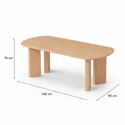 Mesa de comedor fija en chapa de nogal o roble