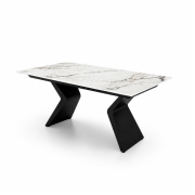 Mesa de comedor extensible en hierro y porcelánico