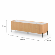 Mueble TV con 2 puertas y 2 cajones en chapa de roble mod. Niza