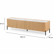 Mueble TV con 2 puertas y 2 cajones en chapa de roble mod. Niza