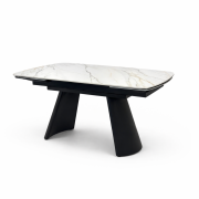 Mesa de comedor extensible en hierro negro y porcelánico